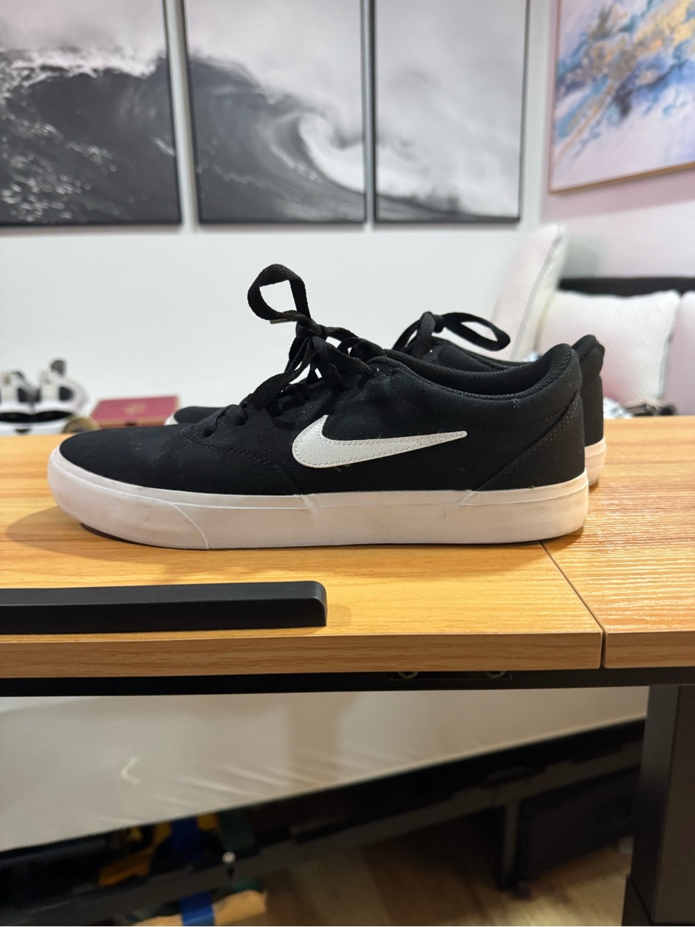 Nike Men’s Black Sneakers with White Swoosh